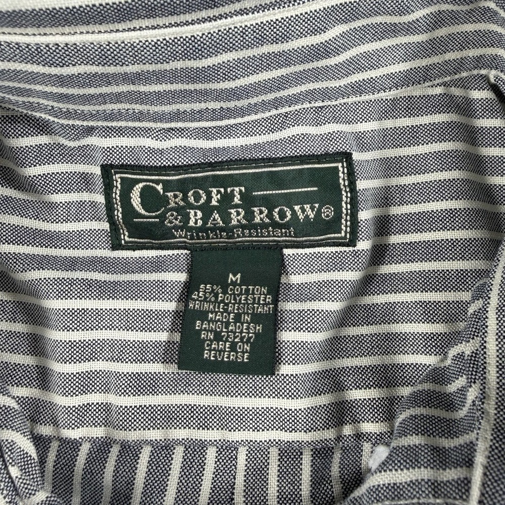 Croft & Barrow Short Sleeve Button Up Stripped Size M Color Gray - Picture 6 of 9